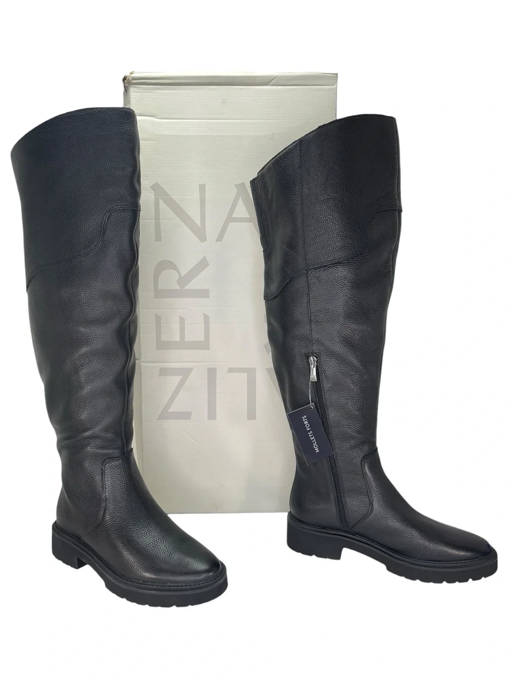 Naturalizer Scarlette Black Leather Wide Calf OTK Womens Boots Size 9M